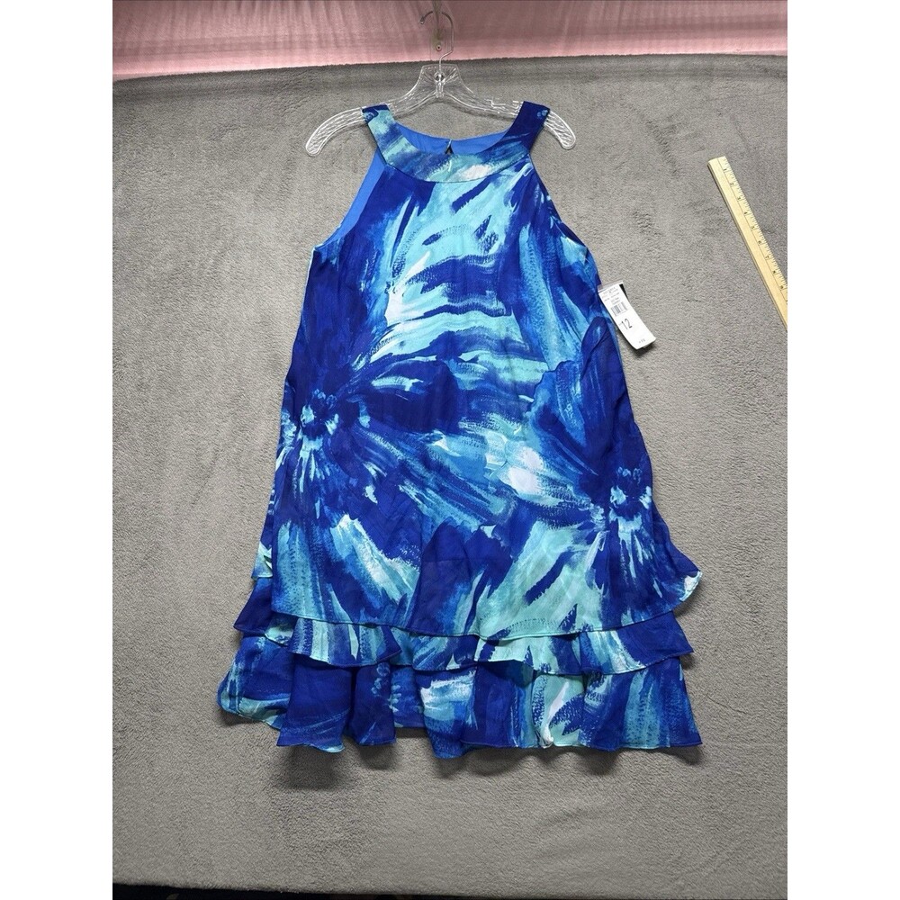 New Studio One New York Blue Layered Dress Size 12 NWT